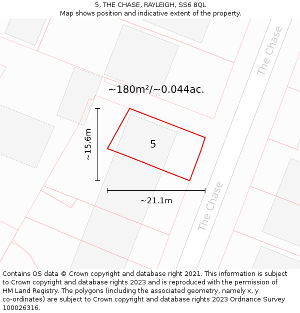 5, THE CHASE, RAYLEIGH, SS6 8QL: Plot and title map