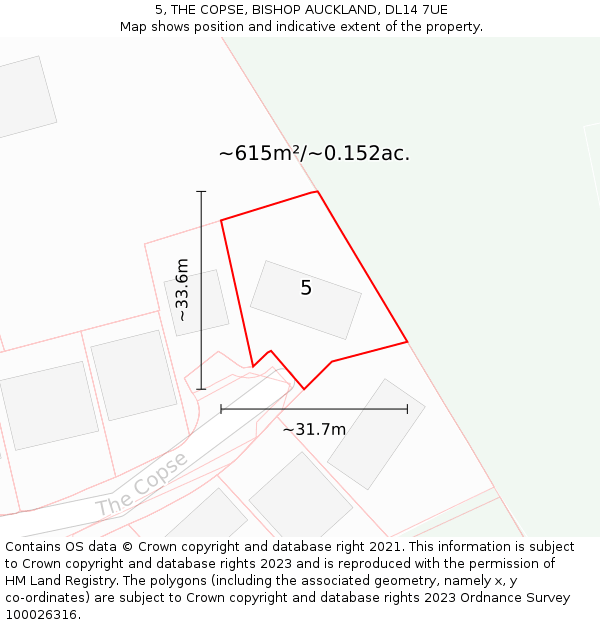 5, THE COPSE, BISHOP AUCKLAND, DL14 7UE: Plot and title map