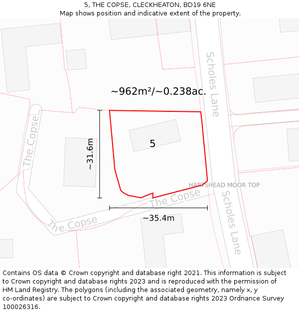 5, THE COPSE, CLECKHEATON, BD19 6NE: Plot and title map
