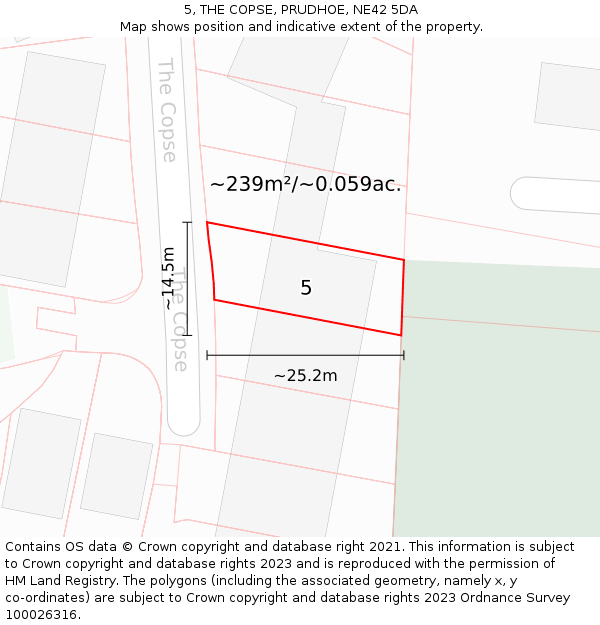 5, THE COPSE, PRUDHOE, NE42 5DA: Plot and title map