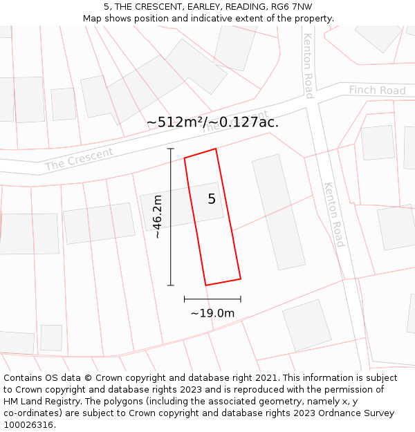 5, THE CRESCENT, EARLEY, READING, RG6 7NW: Plot and title map