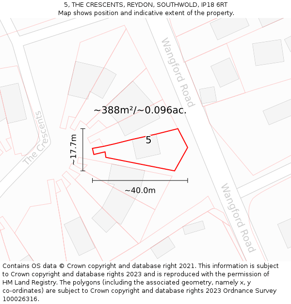 5, THE CRESCENTS, REYDON, SOUTHWOLD, IP18 6RT: Plot and title map