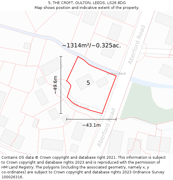5, THE CROFT, OULTON, LEEDS, LS26 8DG: Plot and title map