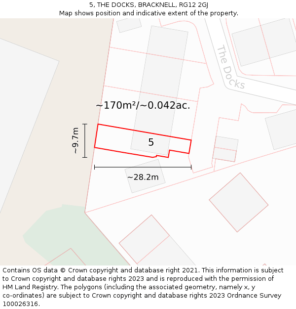 5, THE DOCKS, BRACKNELL, RG12 2GJ: Plot and title map