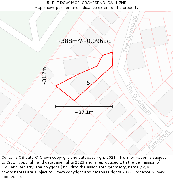 5, THE DOWNAGE, GRAVESEND, DA11 7NB: Plot and title map