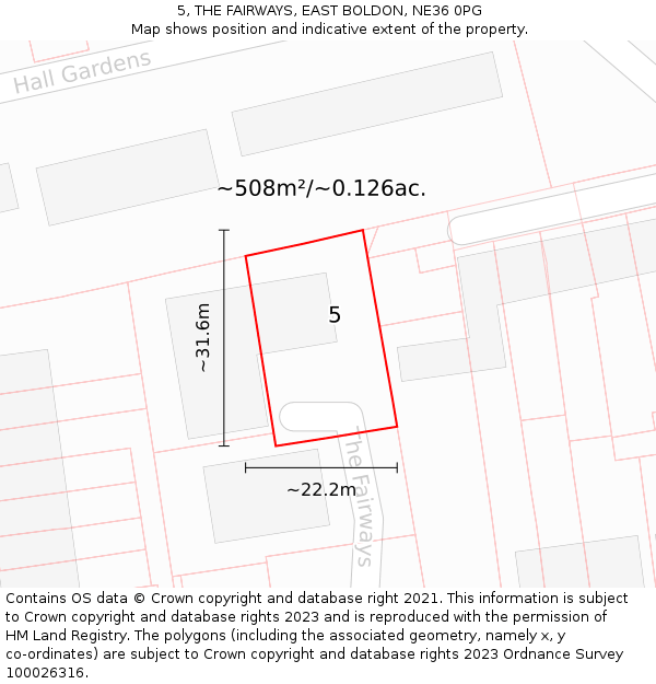 5, THE FAIRWAYS, EAST BOLDON, NE36 0PG: Plot and title map