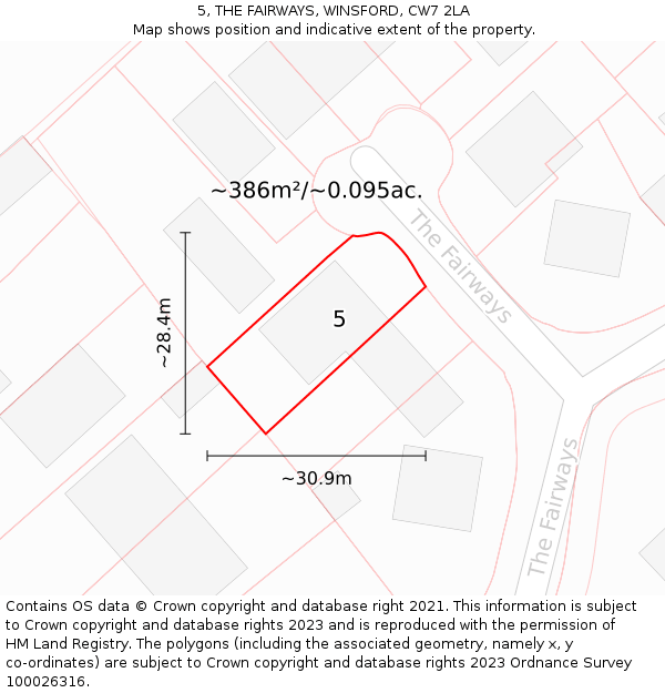 5, THE FAIRWAYS, WINSFORD, CW7 2LA: Plot and title map