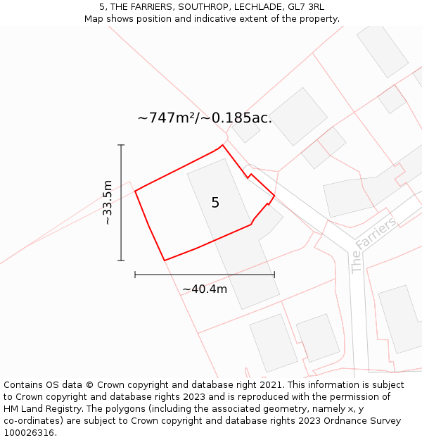 5, THE FARRIERS, SOUTHROP, LECHLADE, GL7 3RL: Plot and title map