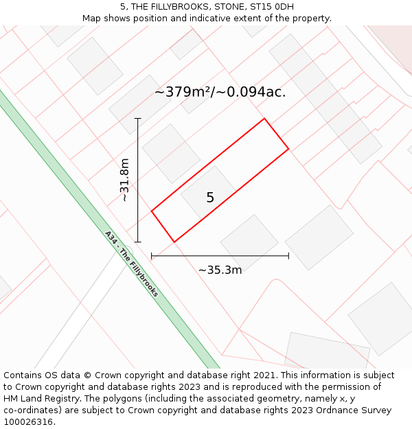 5, THE FILLYBROOKS, STONE, ST15 0DH: Plot and title map