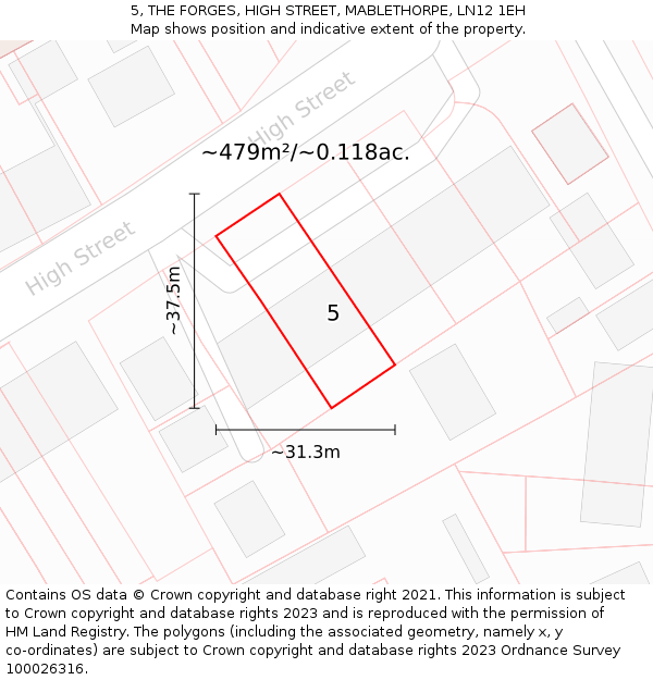 5, THE FORGES, HIGH STREET, MABLETHORPE, LN12 1EH: Plot and title map