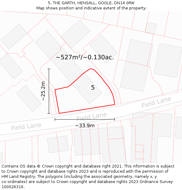 5, THE GARTH, HENSALL, GOOLE, DN14 0RW: Plot and title map