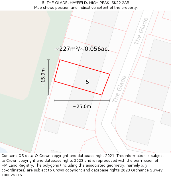 5, THE GLADE, HAYFIELD, HIGH PEAK, SK22 2AB: Plot and title map