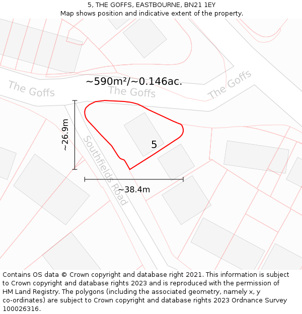 5, THE GOFFS, EASTBOURNE, BN21 1EY: Plot and title map