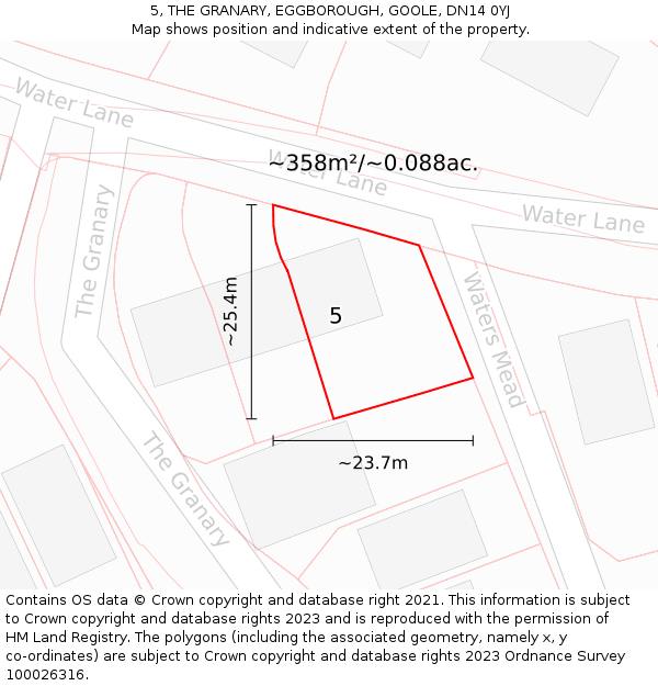 5, THE GRANARY, EGGBOROUGH, GOOLE, DN14 0YJ: Plot and title map