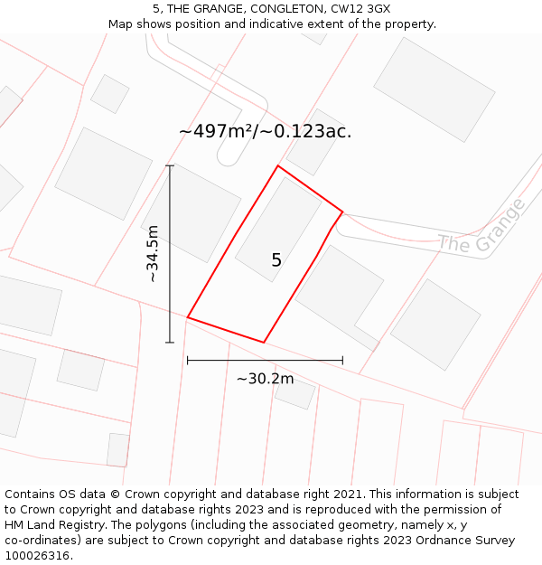 5, THE GRANGE, CONGLETON, CW12 3GX: Plot and title map