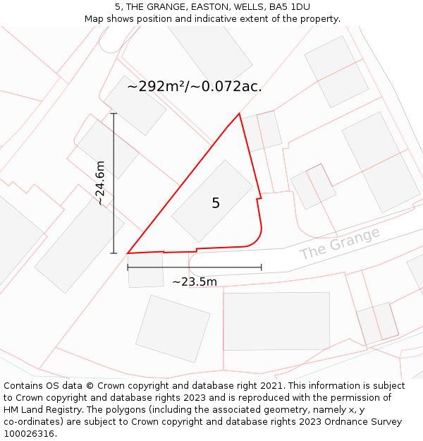 5, THE GRANGE, EASTON, WELLS, BA5 1DU: Plot and title map