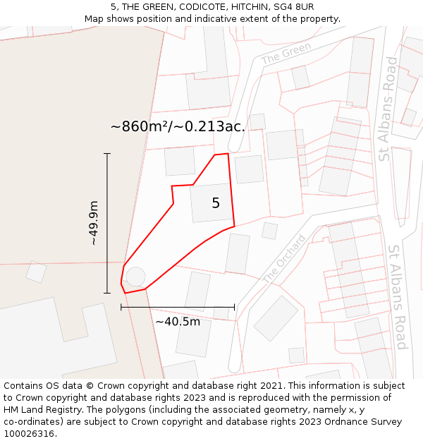 5, THE GREEN, CODICOTE, HITCHIN, SG4 8UR: Plot and title map