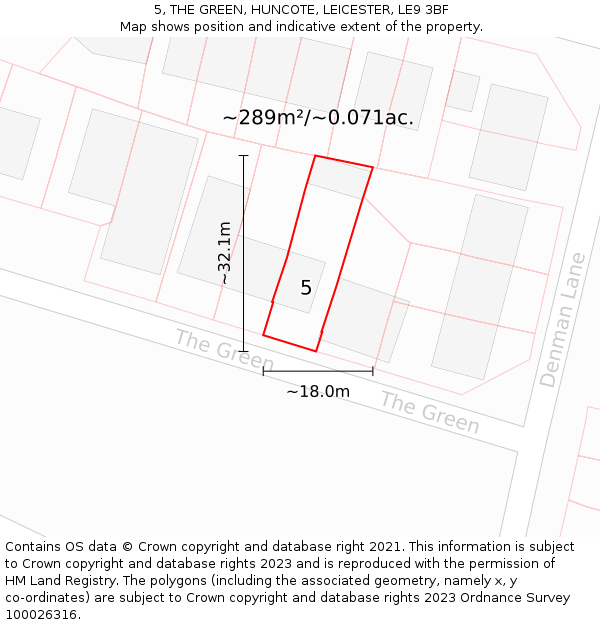 5, THE GREEN, HUNCOTE, LEICESTER, LE9 3BF: Plot and title map