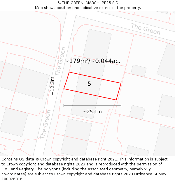 5, THE GREEN, MARCH, PE15 8JD: Plot and title map