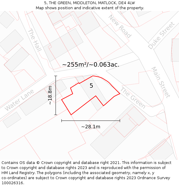 5, THE GREEN, MIDDLETON, MATLOCK, DE4 4LW: Plot and title map