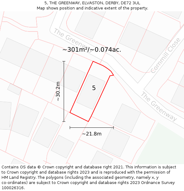 5, THE GREENWAY, ELVASTON, DERBY, DE72 3UL: Plot and title map