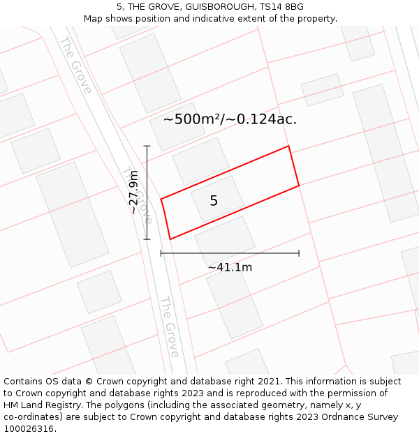 5, THE GROVE, GUISBOROUGH, TS14 8BG: Plot and title map