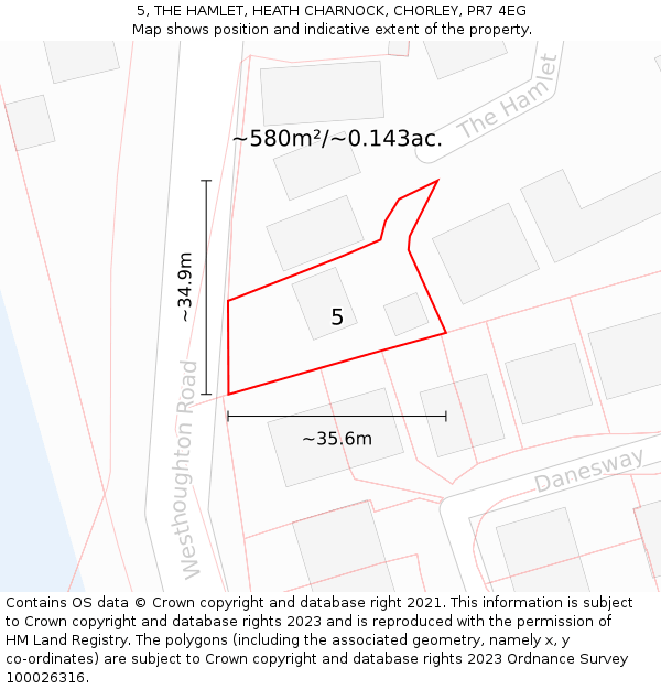 5, THE HAMLET, HEATH CHARNOCK, CHORLEY, PR7 4EG: Plot and title map