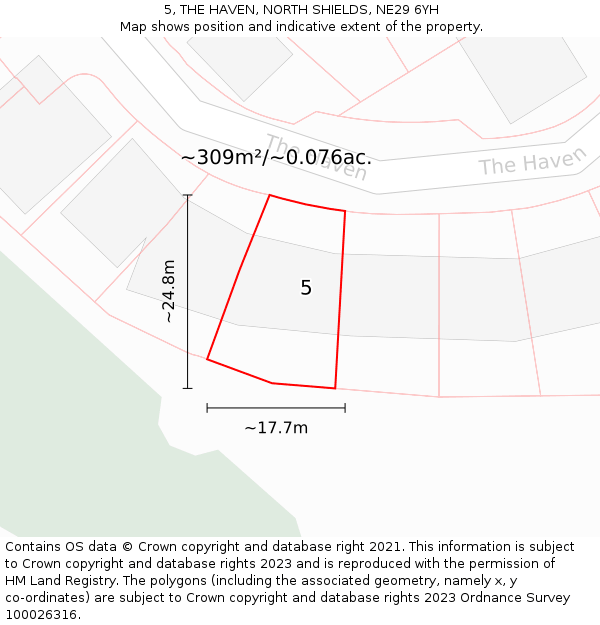 5, THE HAVEN, NORTH SHIELDS, NE29 6YH: Plot and title map