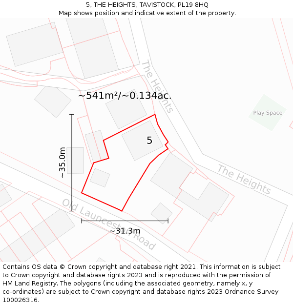 5, THE HEIGHTS, TAVISTOCK, PL19 8HQ: Plot and title map