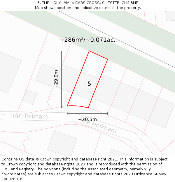 5, THE HOLKHAM, VICARS CROSS, CHESTER, CH3 5NE: Plot and title map