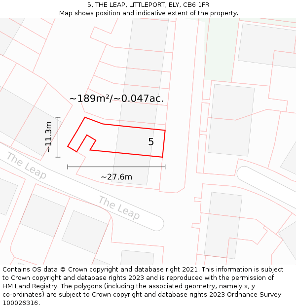 5, THE LEAP, LITTLEPORT, ELY, CB6 1FR: Plot and title map