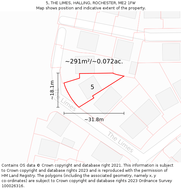 5, THE LIMES, HALLING, ROCHESTER, ME2 1FW: Plot and title map
