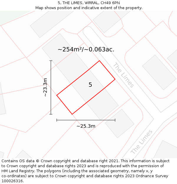5, THE LIMES, WIRRAL, CH49 6PN: Plot and title map