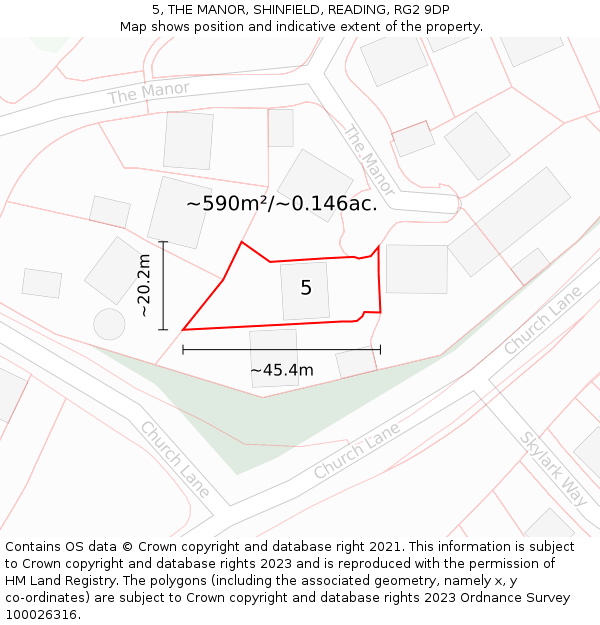 5, THE MANOR, SHINFIELD, READING, RG2 9DP: Plot and title map
