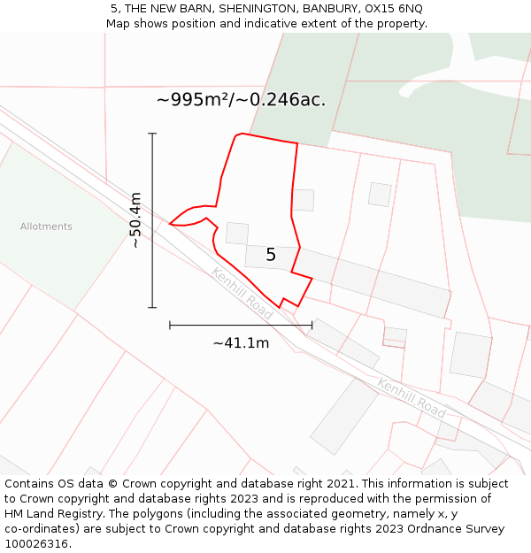 5, THE NEW BARN, SHENINGTON, BANBURY, OX15 6NQ: Plot and title map