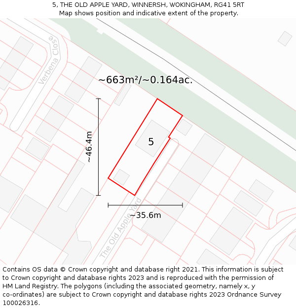 5, THE OLD APPLE YARD, WINNERSH, WOKINGHAM, RG41 5RT: Plot and title map