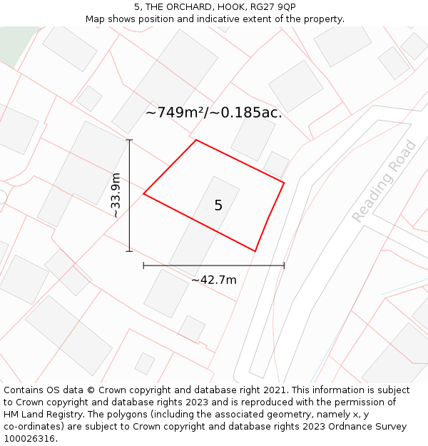 5, THE ORCHARD, HOOK, RG27 9QP: Plot and title map