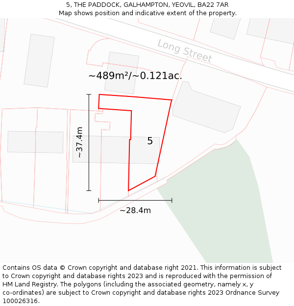 5, THE PADDOCK, GALHAMPTON, YEOVIL, BA22 7AR: Plot and title map