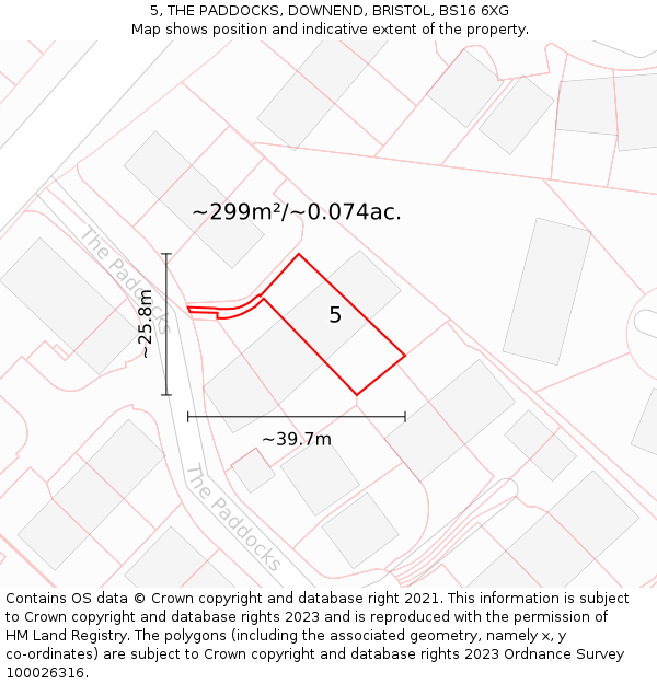 5, THE PADDOCKS, DOWNEND, BRISTOL, BS16 6XG: Plot and title map