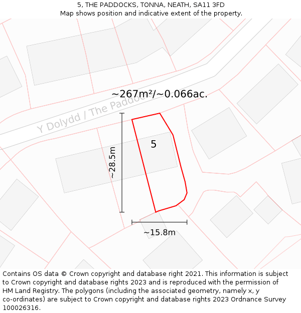 5, THE PADDOCKS, TONNA, NEATH, SA11 3FD: Plot and title map