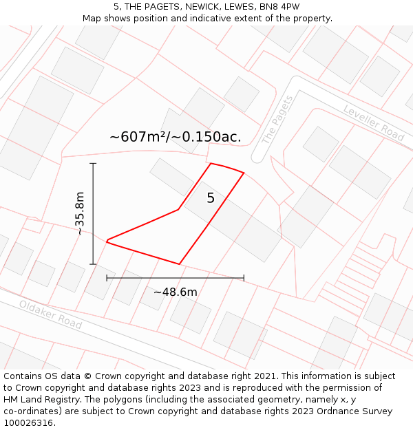 5, THE PAGETS, NEWICK, LEWES, BN8 4PW: Plot and title map
