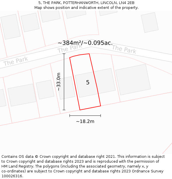5, THE PARK, POTTERHANWORTH, LINCOLN, LN4 2EB: Plot and title map