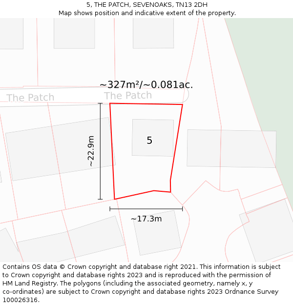 5, THE PATCH, SEVENOAKS, TN13 2DH: Plot and title map