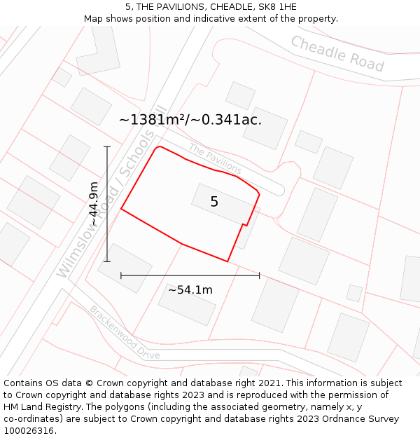 5, THE PAVILIONS, CHEADLE, SK8 1HE: Plot and title map