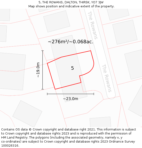 5, THE ROWANS, DALTON, THIRSK, YO7 3JW: Plot and title map