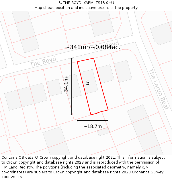 5, THE ROYD, YARM, TS15 9HU: Plot and title map