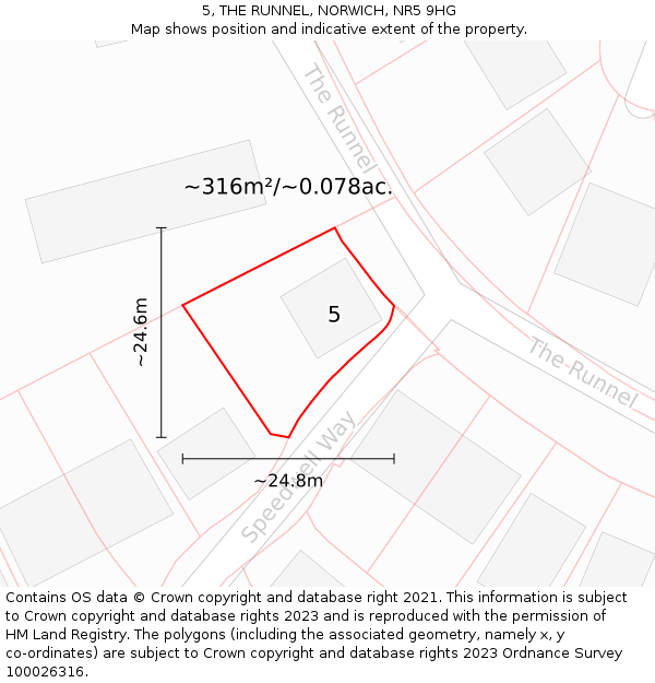 5, THE RUNNEL, NORWICH, NR5 9HG: Plot and title map