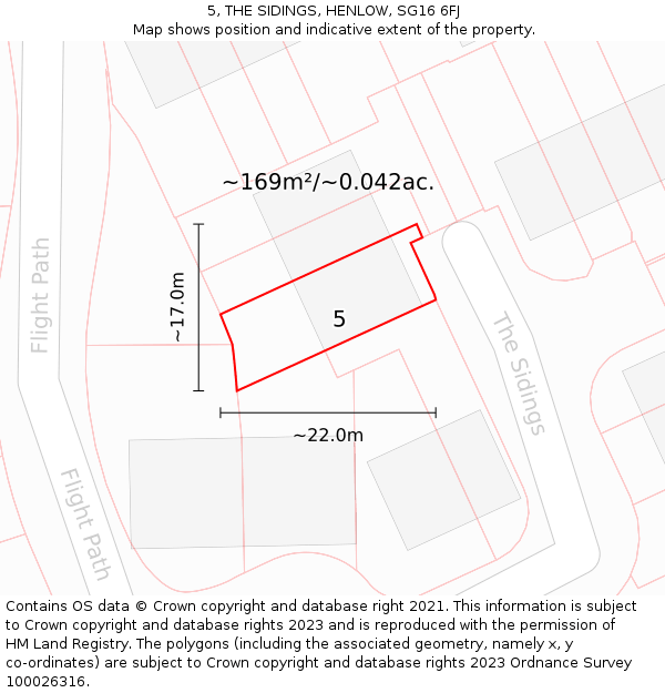 5, THE SIDINGS, HENLOW, SG16 6FJ: Plot and title map
