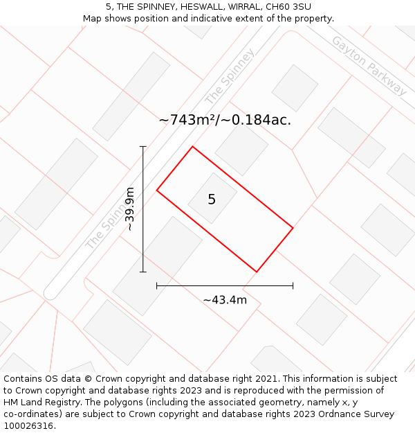 5, THE SPINNEY, HESWALL, WIRRAL, CH60 3SU: Plot and title map