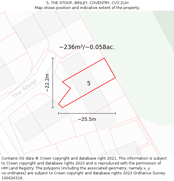 5, THE STOOP, BINLEY, COVENTRY, CV3 2UH: Plot and title map